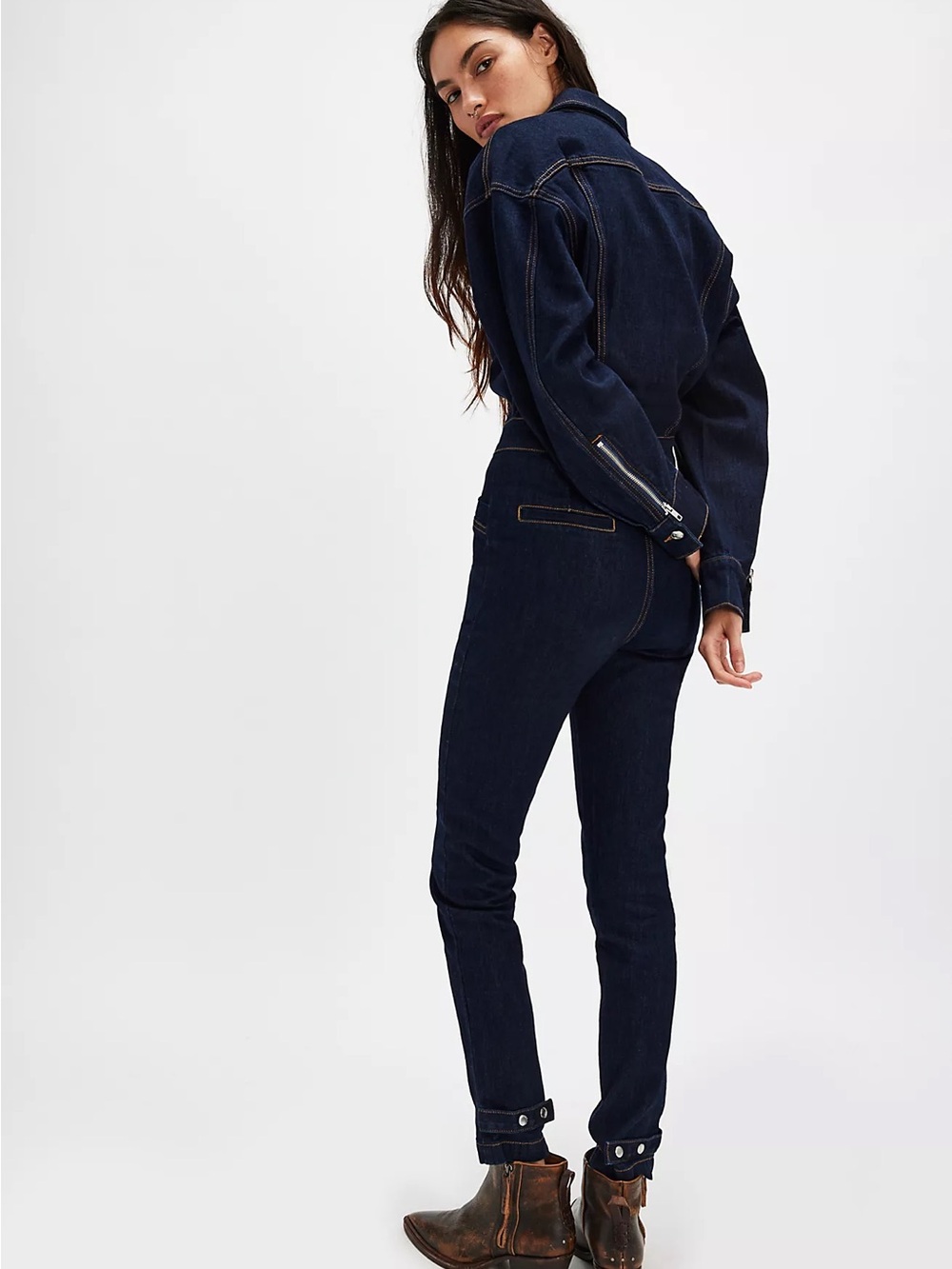 SER.O.YA Waverly Denim Jumpsuit XS Rinse Dark Wash NWT $498
